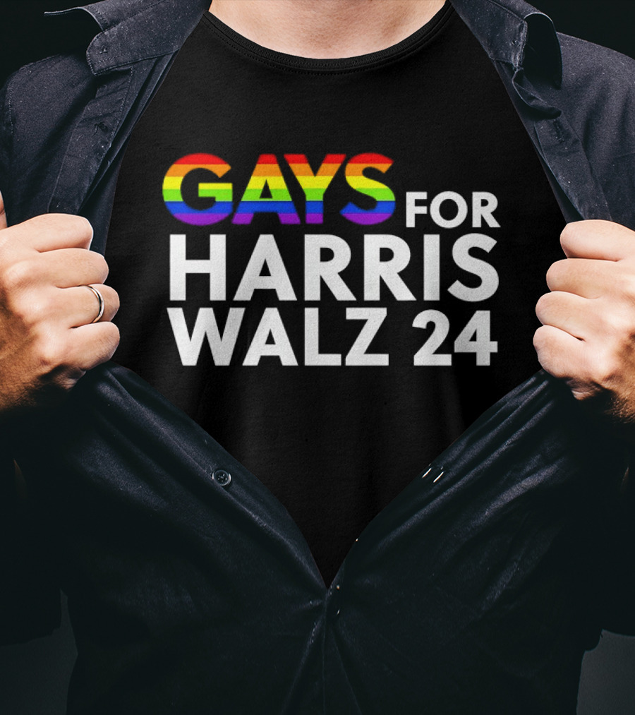 Gays For Harris Walz 24 LGBT Rainbow Pride T-Shirt