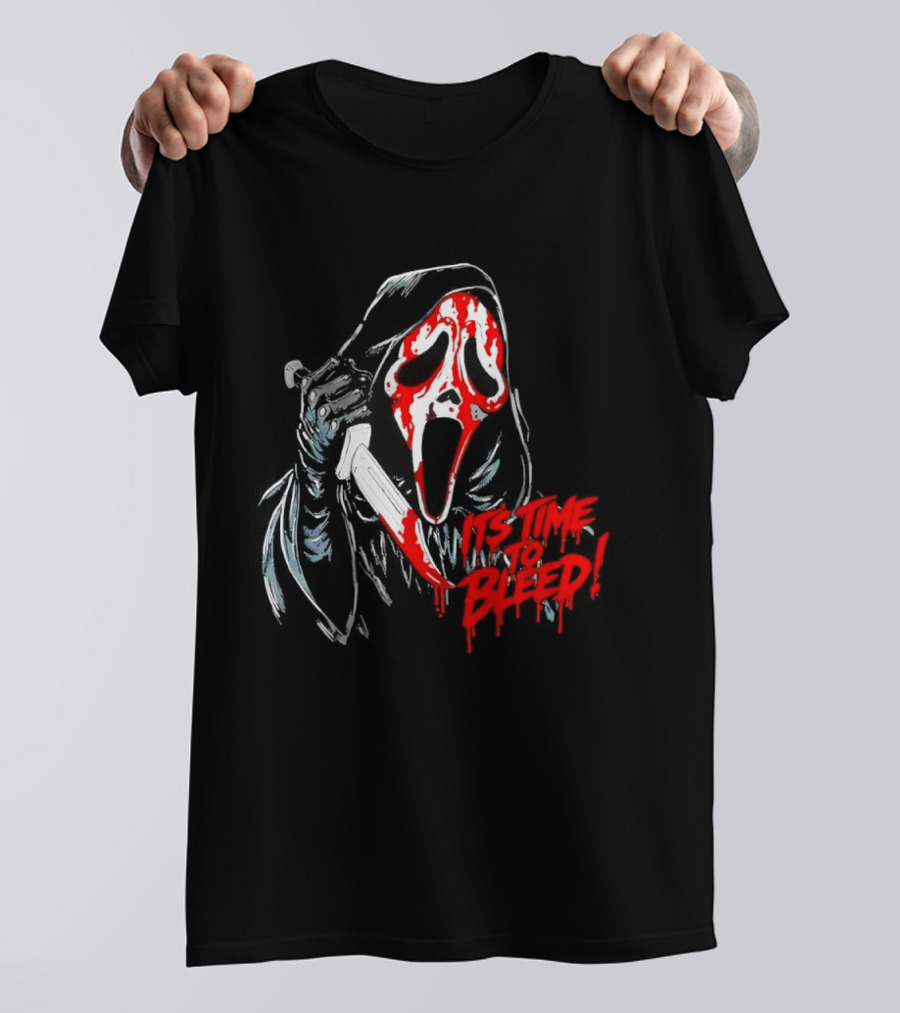 Ghost Face Time To Bleed Horror Iconic Scream Mask T-Shirt