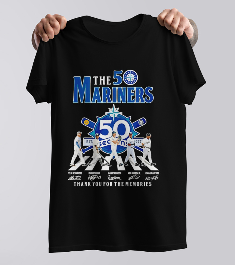 The Mariners 50th Anniversary 1977 2026 Iconic Players Thank You For The Memories T-Shirt