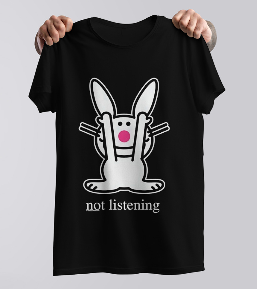 Bunny Not Listening Playful Ears Up Cartoon T-Shirt
