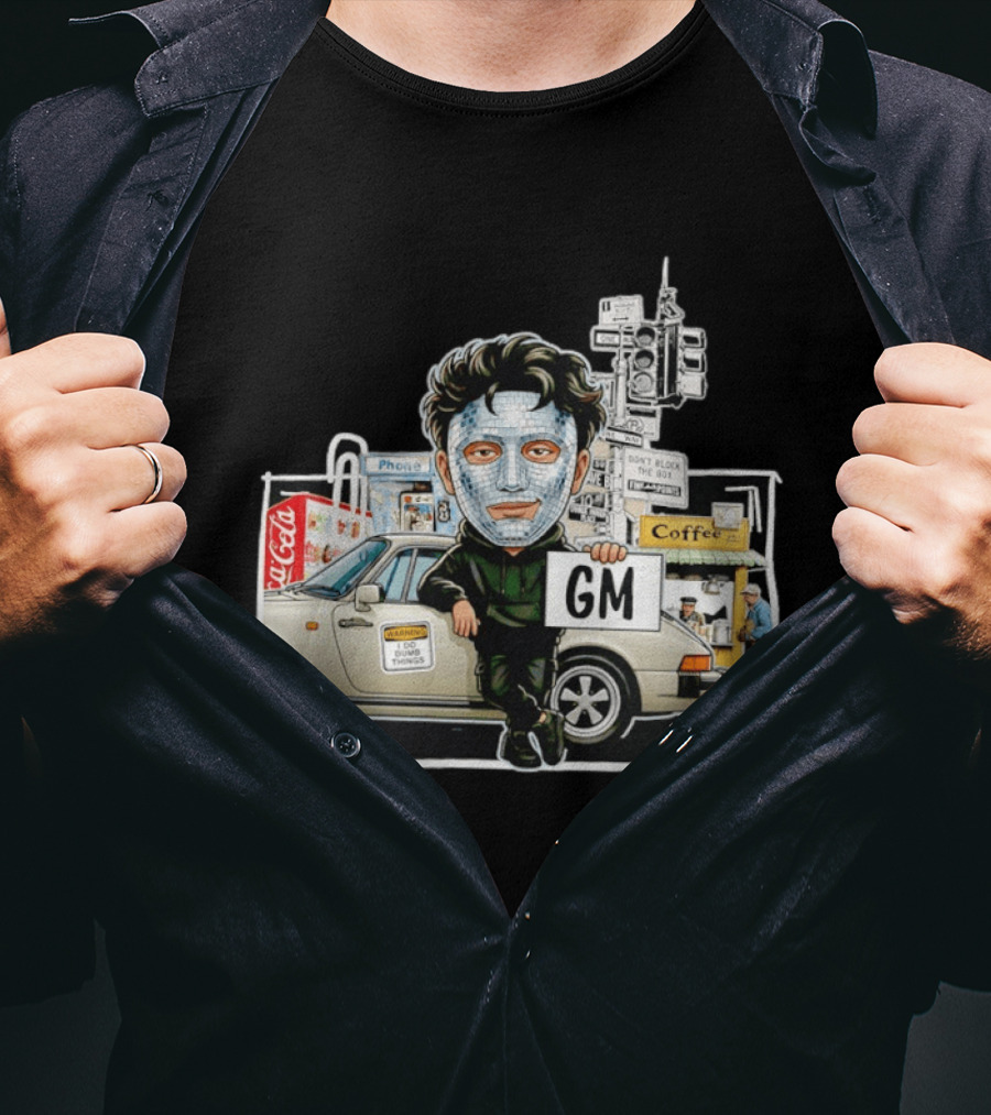 Don't Block The Box Warning I Do Dumb Things Traffic Signal Masked T-Shirt