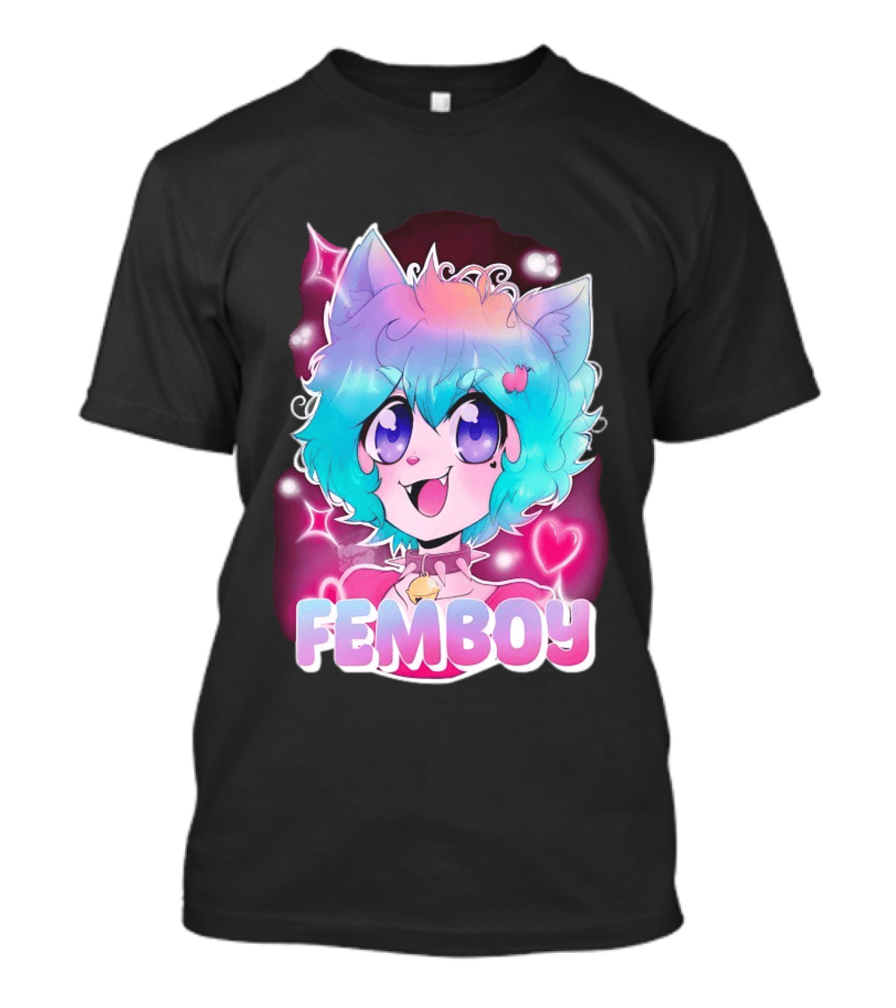 Femboy Anime Pastel Cat Ears Kawaii Aesthetic Cute T-Shirt