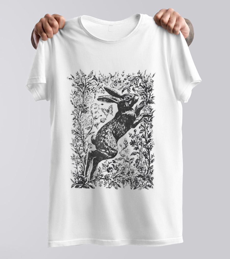 Rabbit Among Flowers Vintage Cottagecore T-Shirt