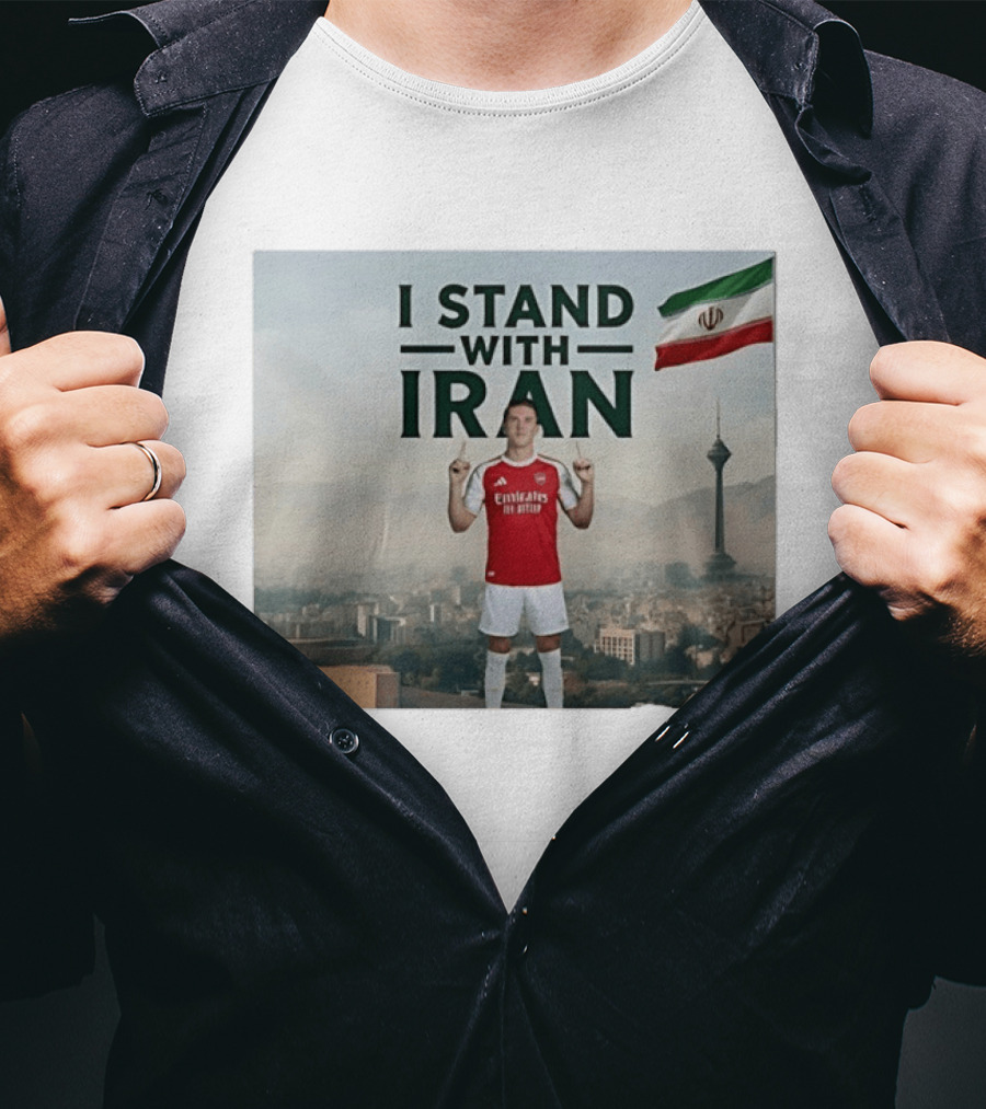 I Stand With Iran Soccer Supporter With Flag And Cityscape T-Shirt