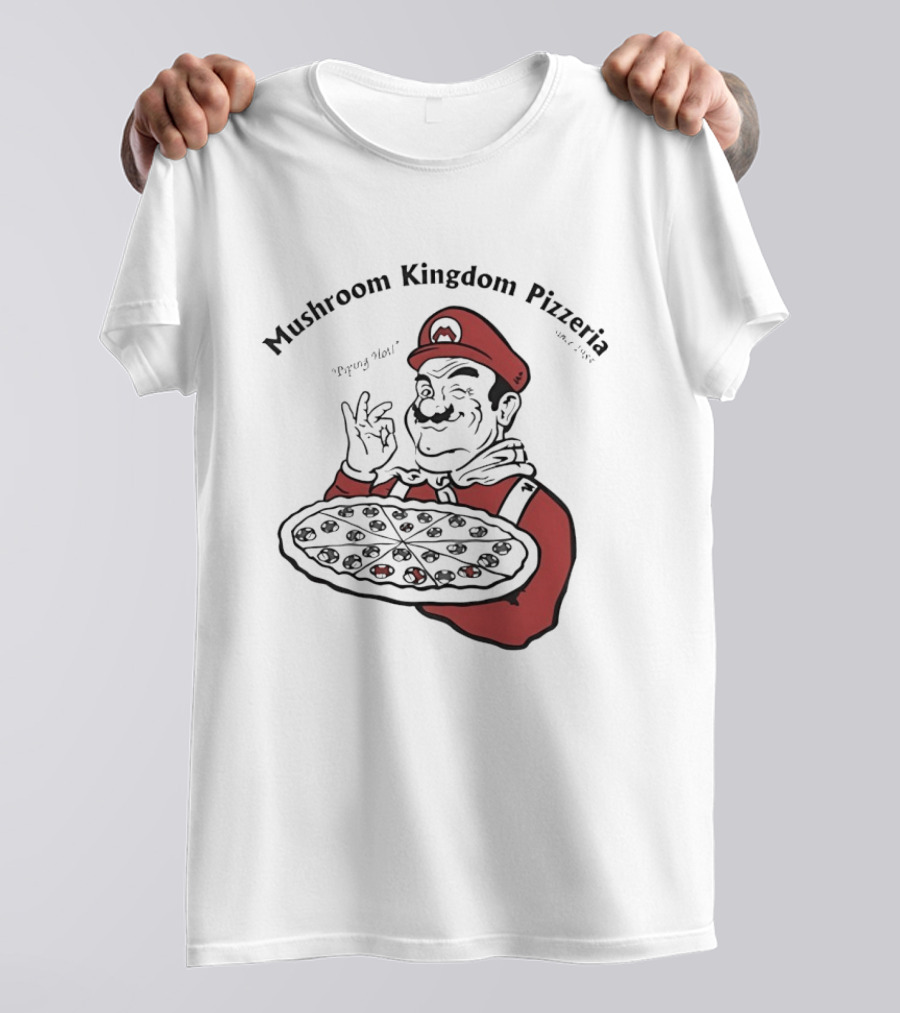 Mushroom Kingdom Pizzeria Funny Pizza Chef Winking Gesture Gaming Fan T-Shirt