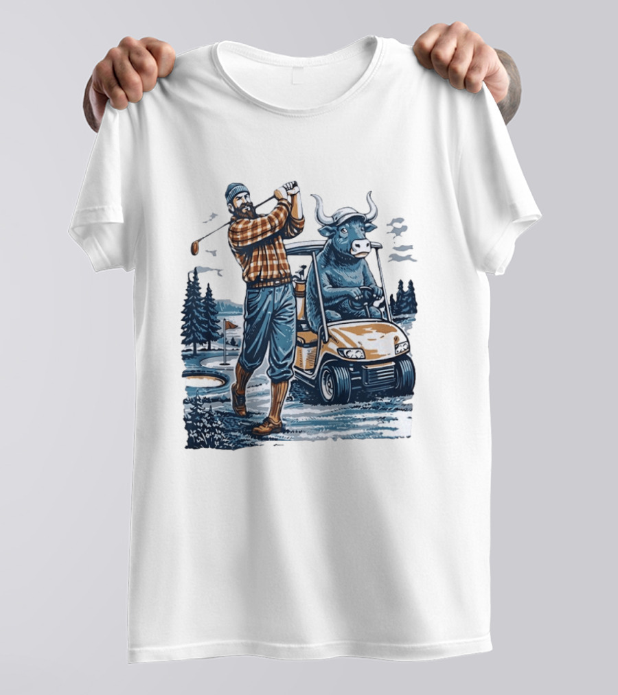 Paul Babe Playing Golf With Bison Driving A Golf Cart T-Shirt