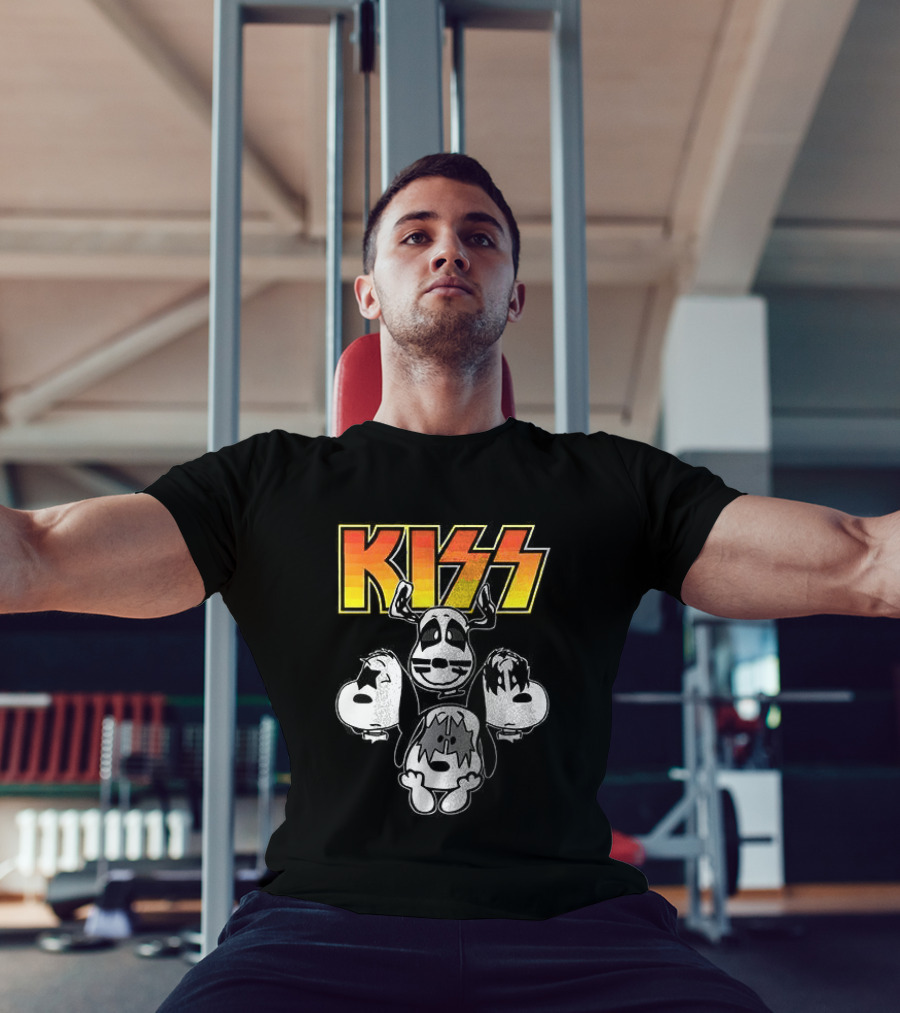 Kiss X Peanuts Snoopy Shout It Out Loud Collaboration Featuring Iconic Characters T-Shirt