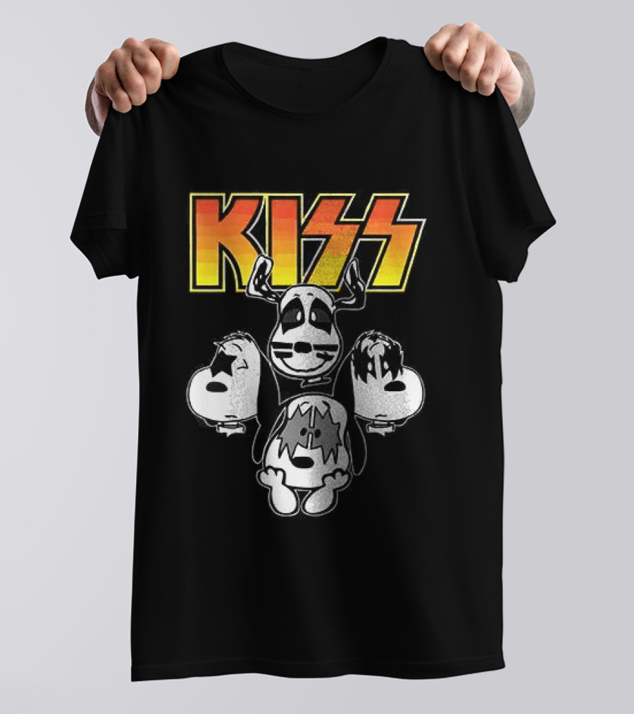 Kiss X Peanuts Snoopy Shout It Out Loud Collaboration Featuring Iconic Characters T-Shirt