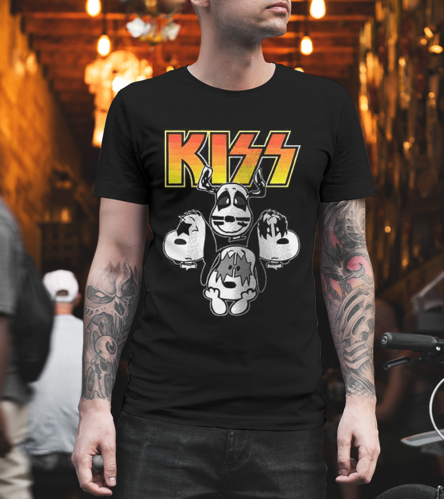 Kiss X Peanuts Snoopy Shout It Out Loud Collaboration Featuring Iconic Characters T-Shirt