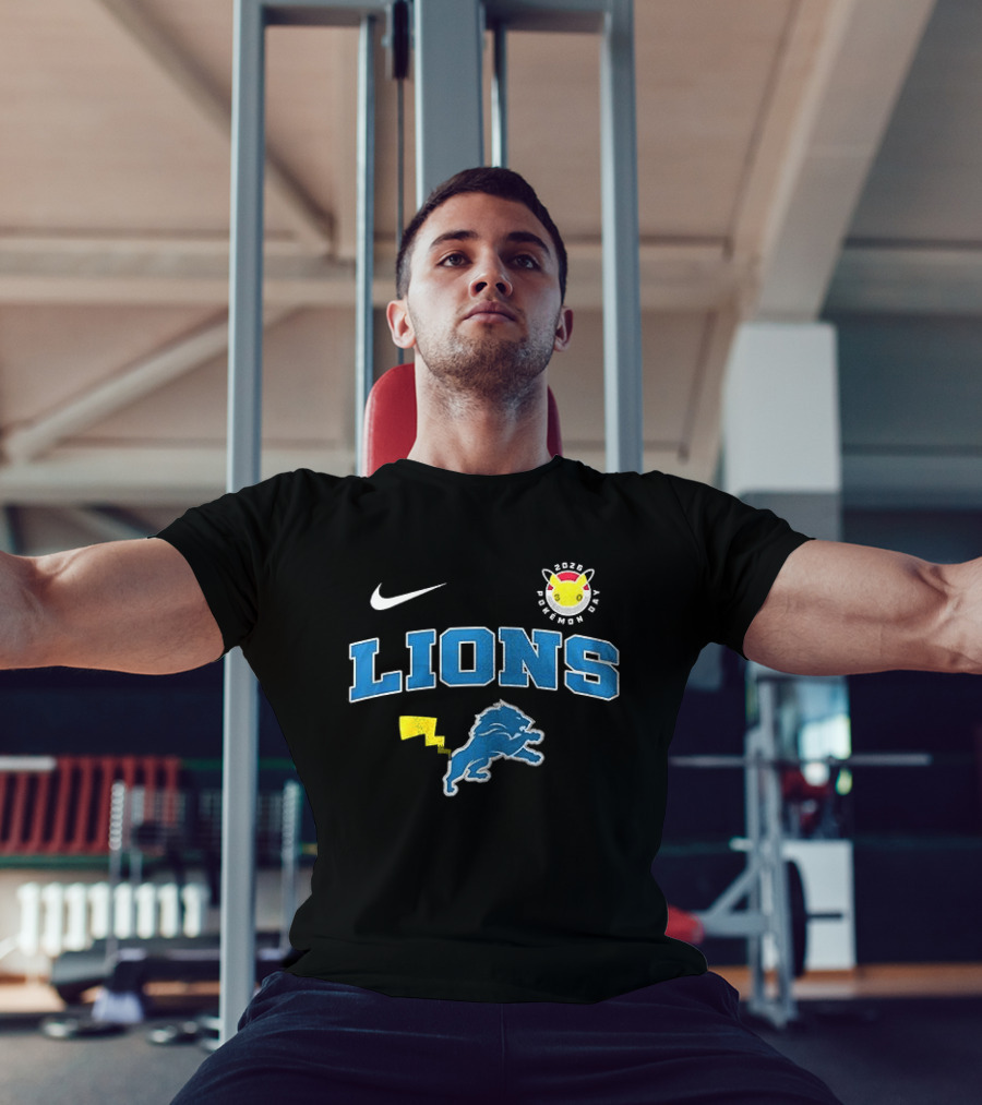 Nike Detroit Lions Pikachu Pokemon Day 2023 Anniversary T-Shirt