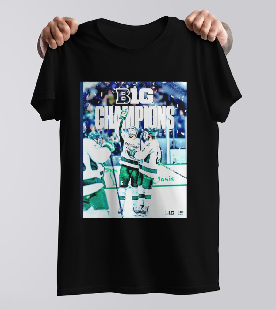 B1G Champions Michigan State Spartans Ice Hockey 2026 B1G Men's Hockey Regular Season Champs Back To Back T-Shirt