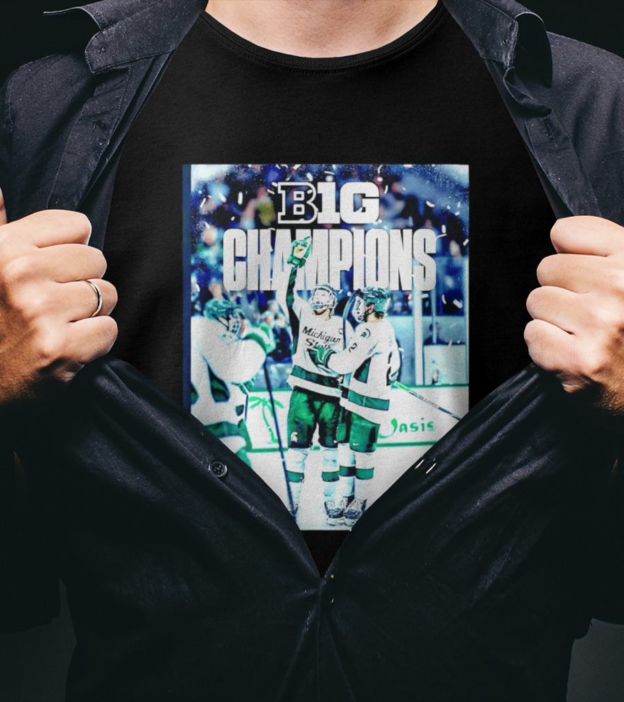 B1G Champions Michigan State Spartans Ice Hockey 2026 B1G Men's Hockey Regular Season Champs Back To Back T-Shirt