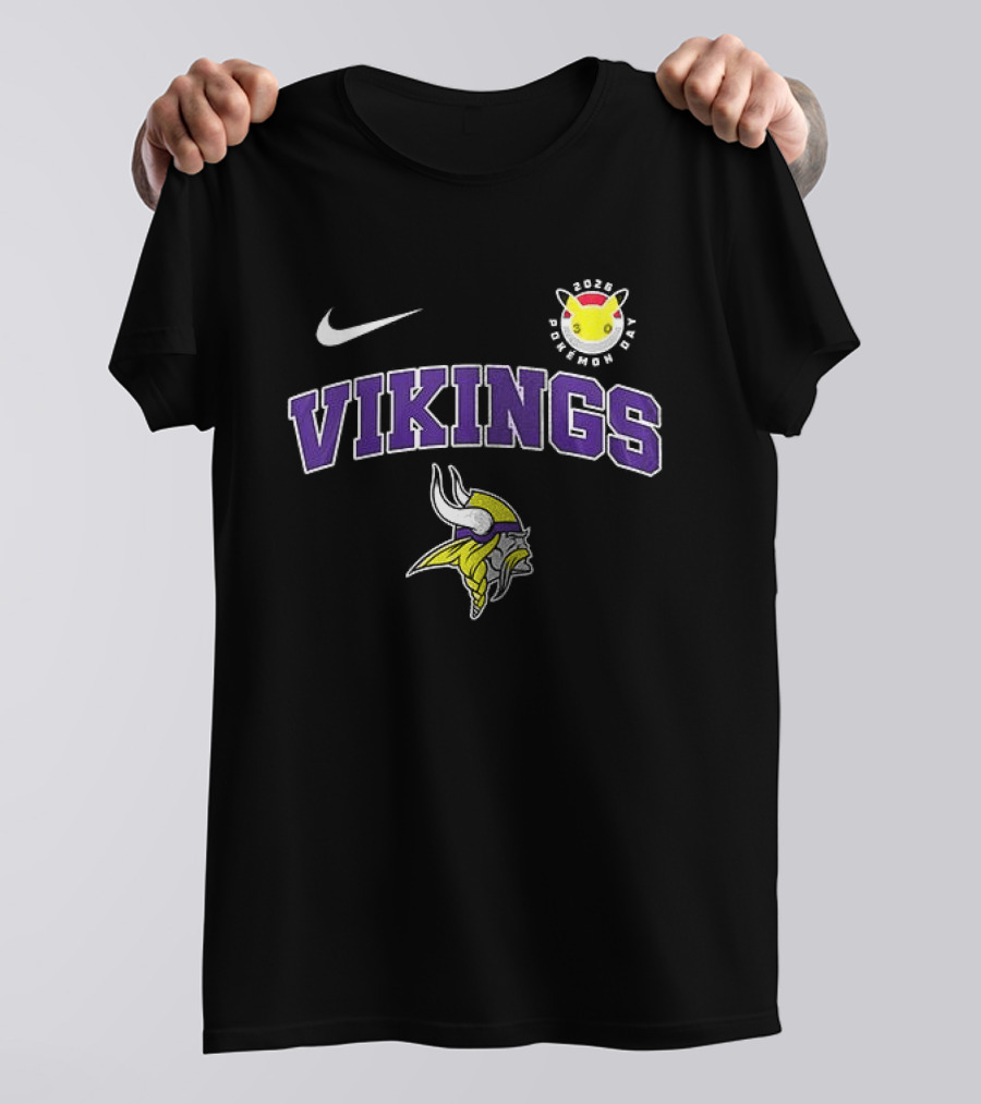 Minnesota Vikings X Pokemon 30th Anniversary Nike Collaboration VIKINGS Pokeball Day T-Shirt