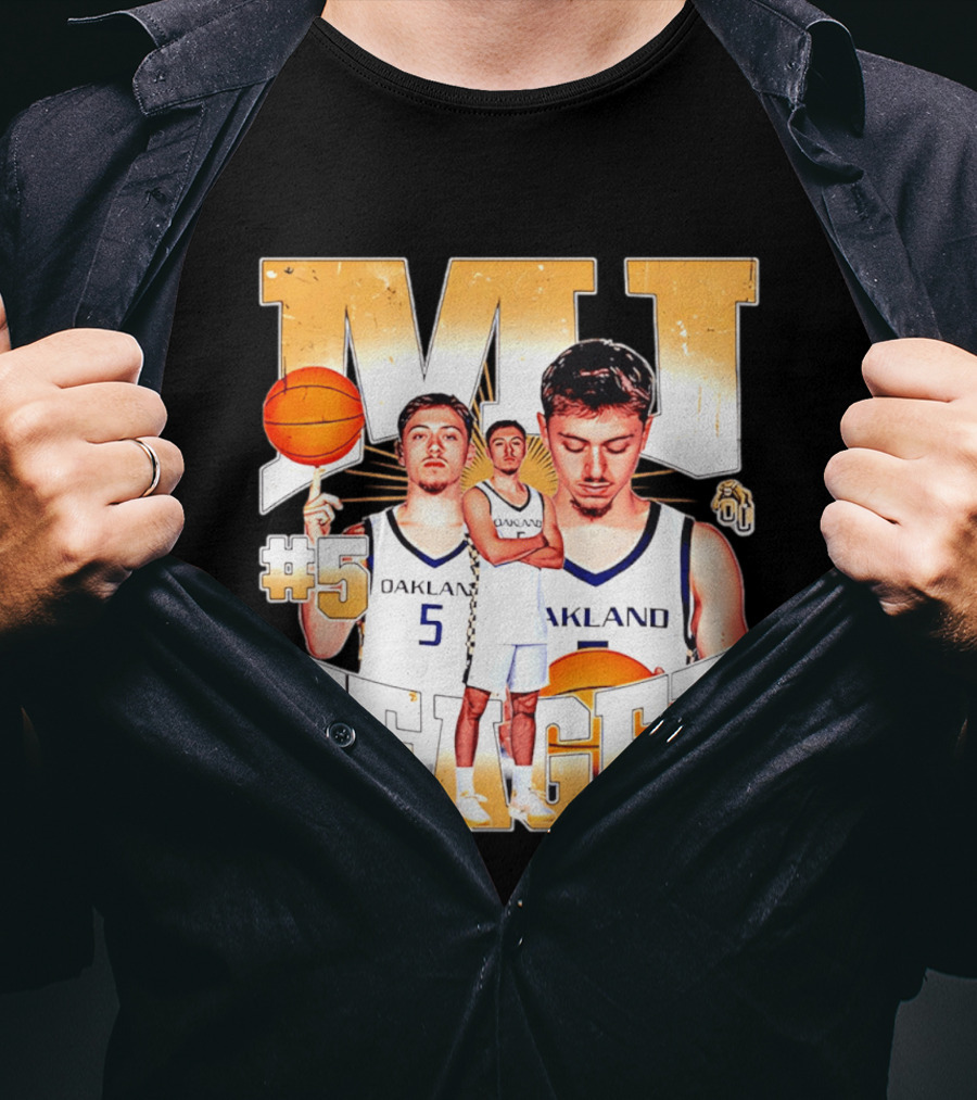 MJ Yeager Oakland Basketball #5 NCAA Player Collage T-Shirt
