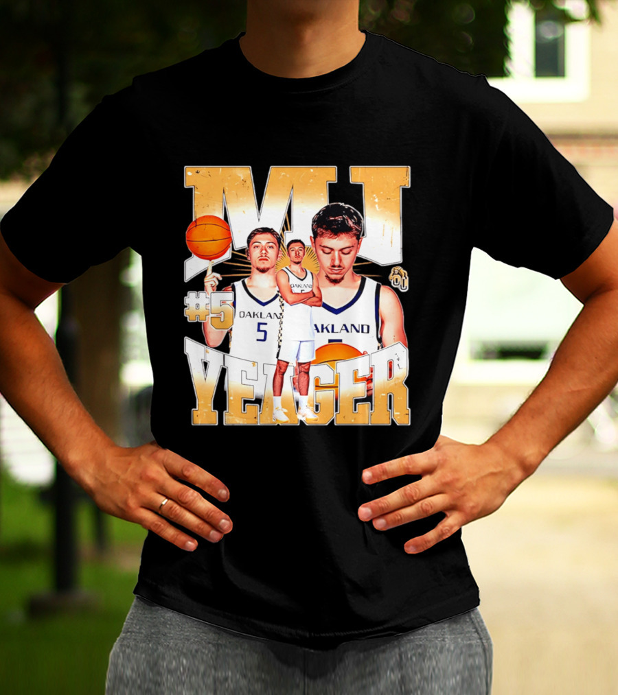 MJ Yeager Oakland Basketball #5 NCAA Player Collage T-Shirt