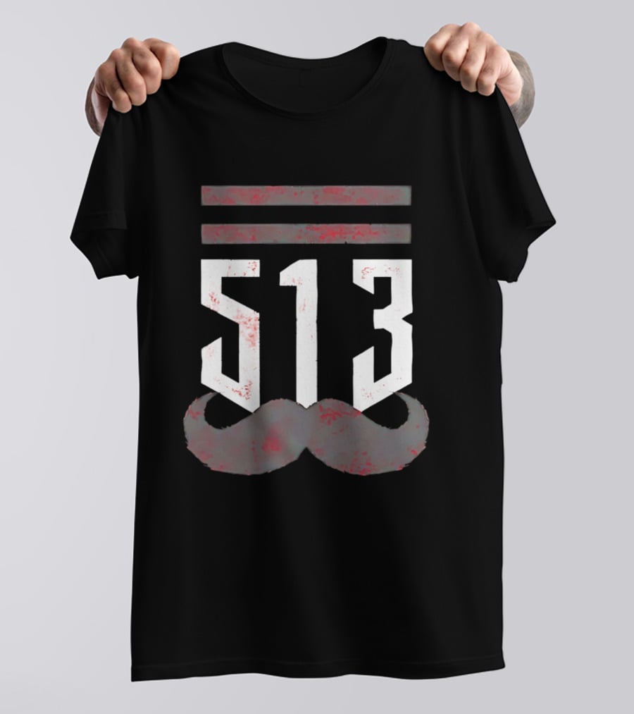 The 513 Stache Cincinnati Baseball Moustache T-Shirt