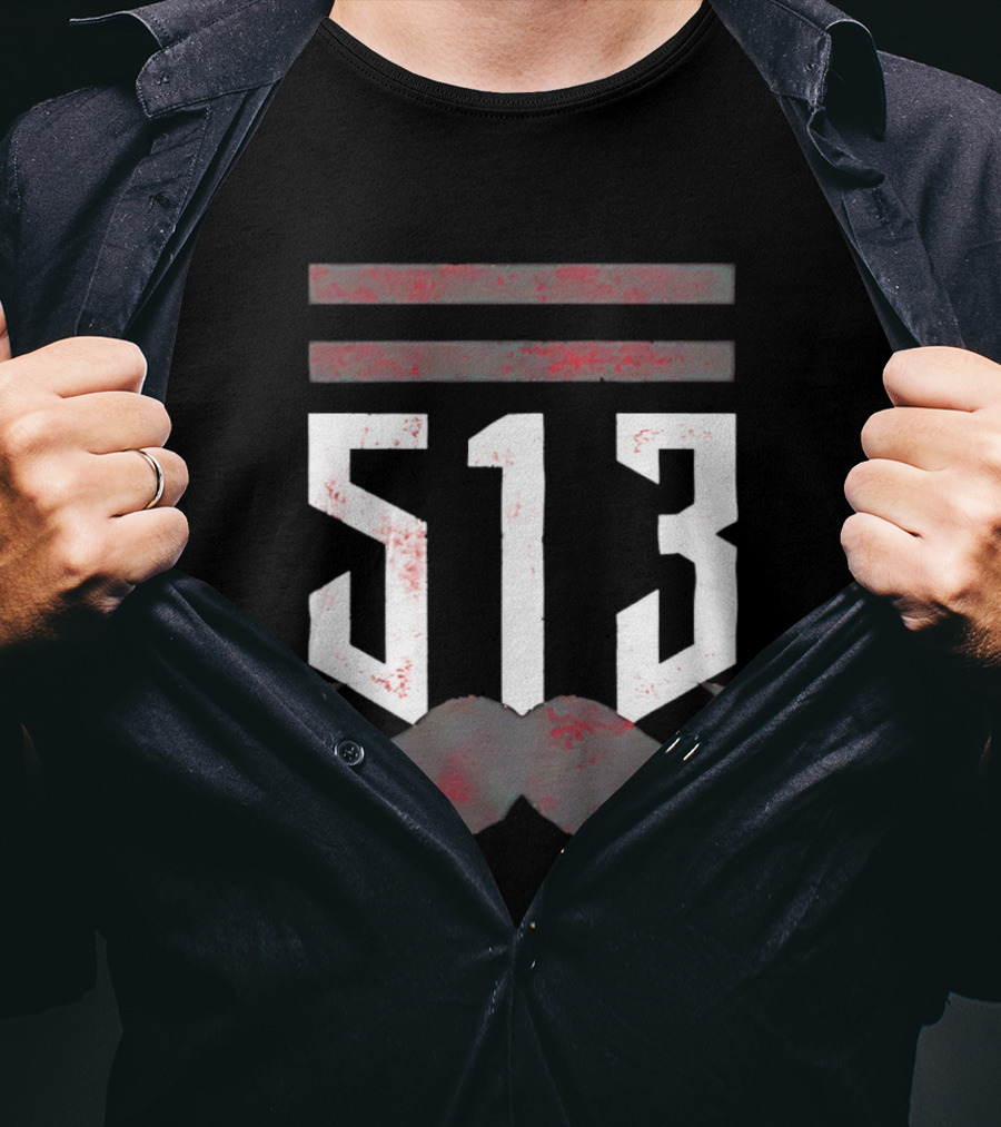 The 513 Stache Cincinnati Baseball Moustache T-Shirt