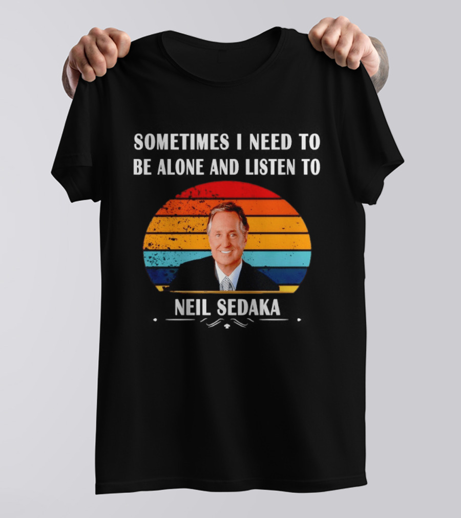 Neil Sedaka Sometimes I Need To Be Alone And Listen To Retro Stripes T-Shirt