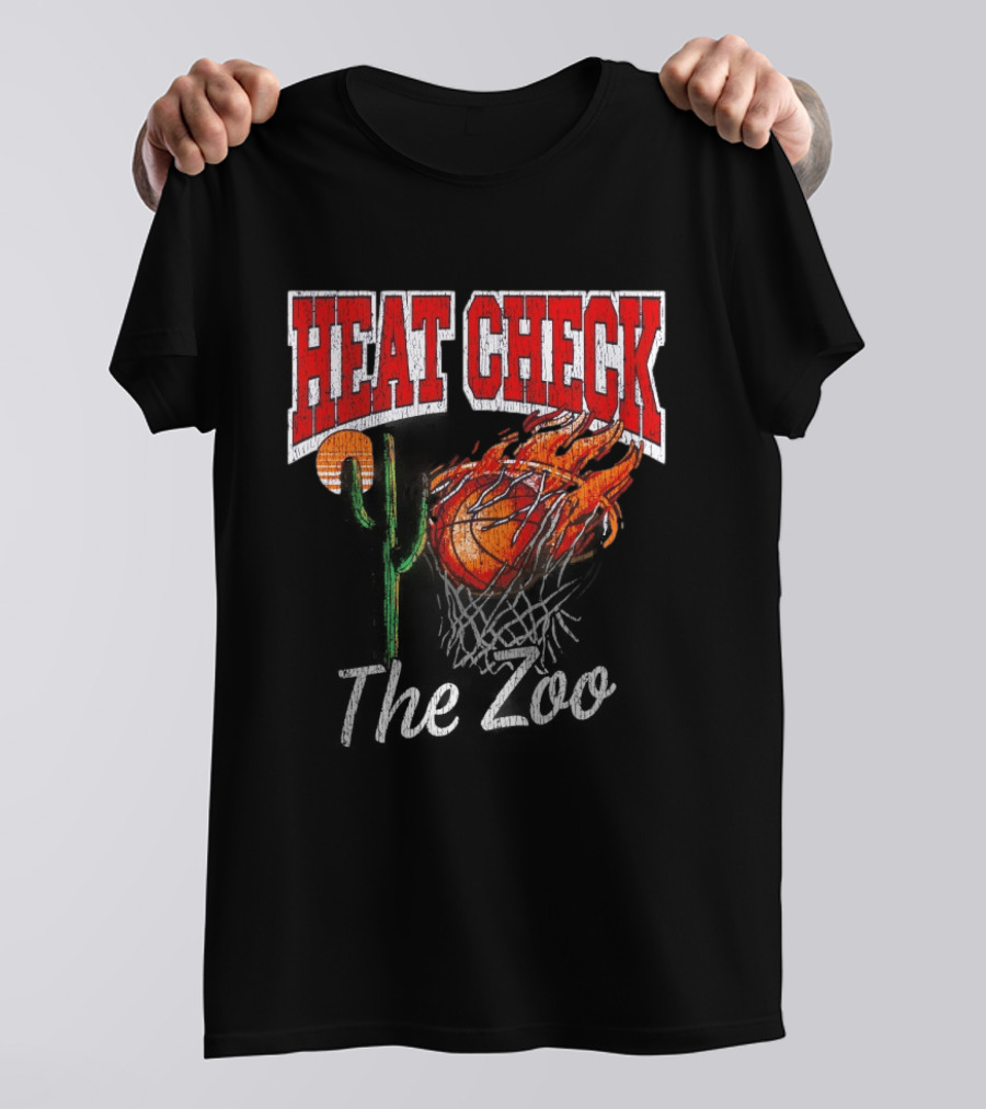 Heat Check The Zoo Flaming Basketball Cactus T-Shirt