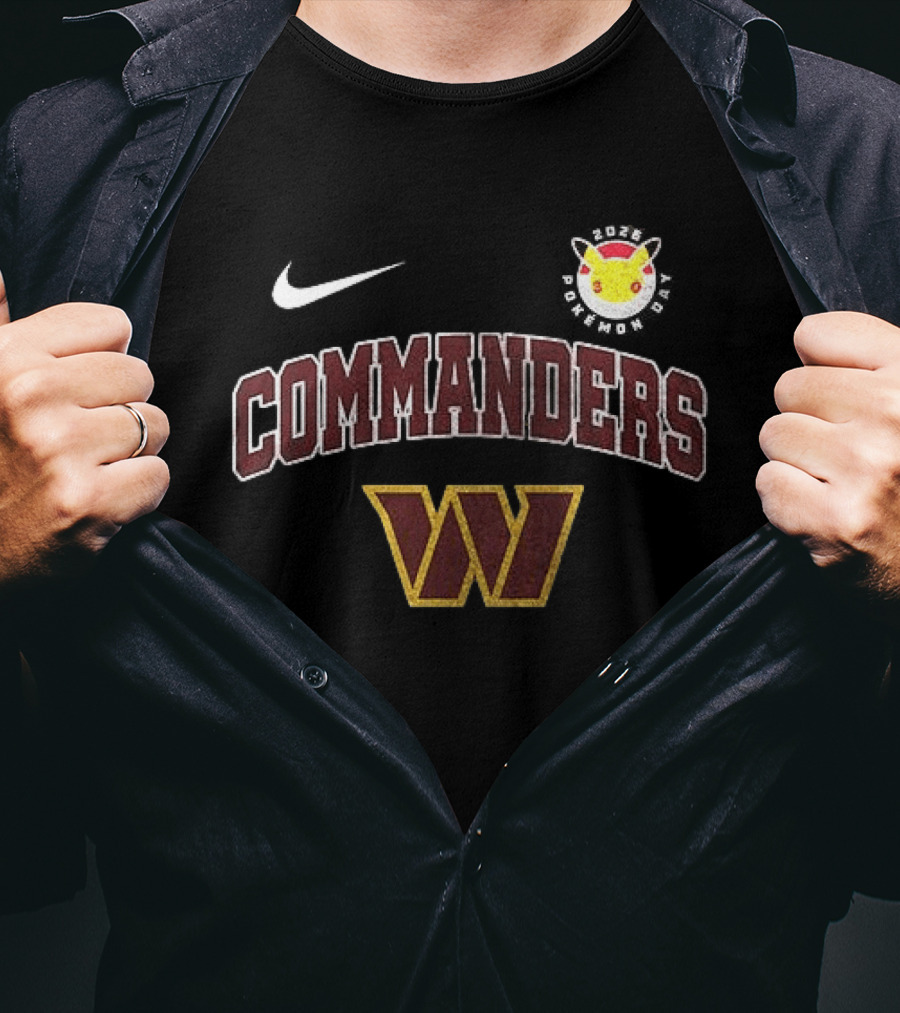 Nike X Washington Commanders Pikachu 30th Anniversary Collaboration T-Shirt