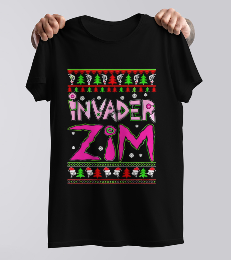 Invader Zim Christmas Sweater Santa Hat Trees T-Shirt