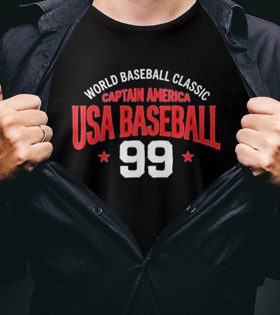World Baseball Classic Captain America USA Baseball 99 Stars T-Shirt