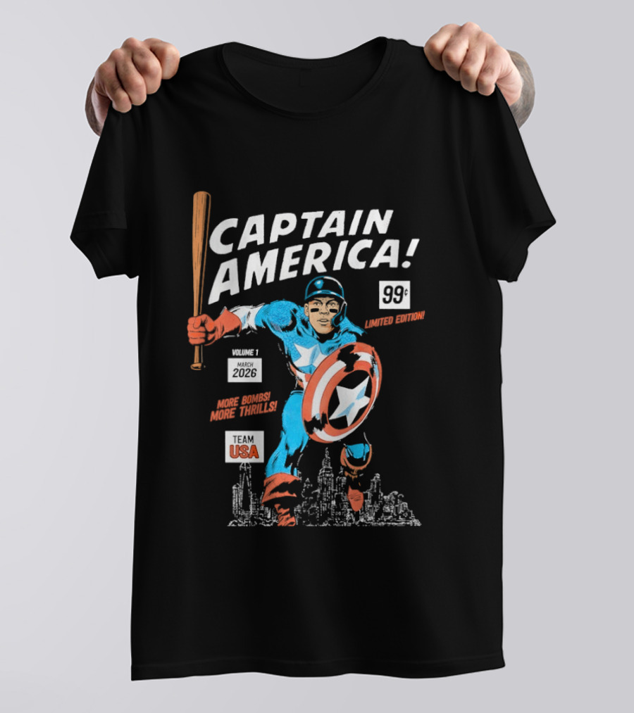 Captain America 99 Aaron Judge More Bombs New York USA Heroic Thrills T-Shirt