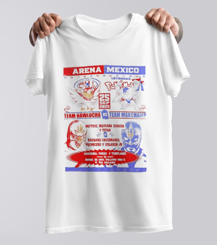 Arena Mexico Team Hawlucha Vs Team Machamp Lucha Libre Battle T-Shirt
