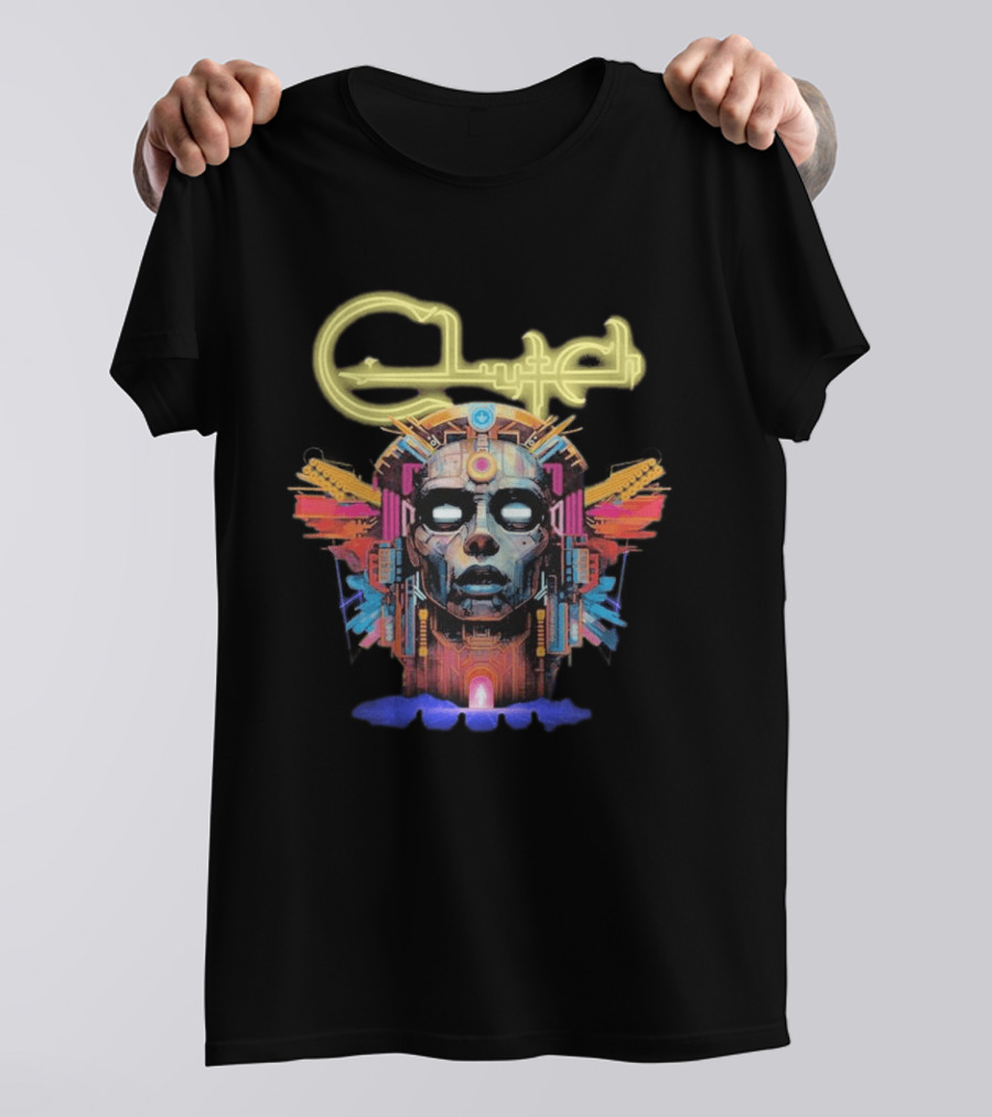 Clutch Suffer No Evil Tour 2026 Dates Robot Face Mask Neon Wings T-Shirt