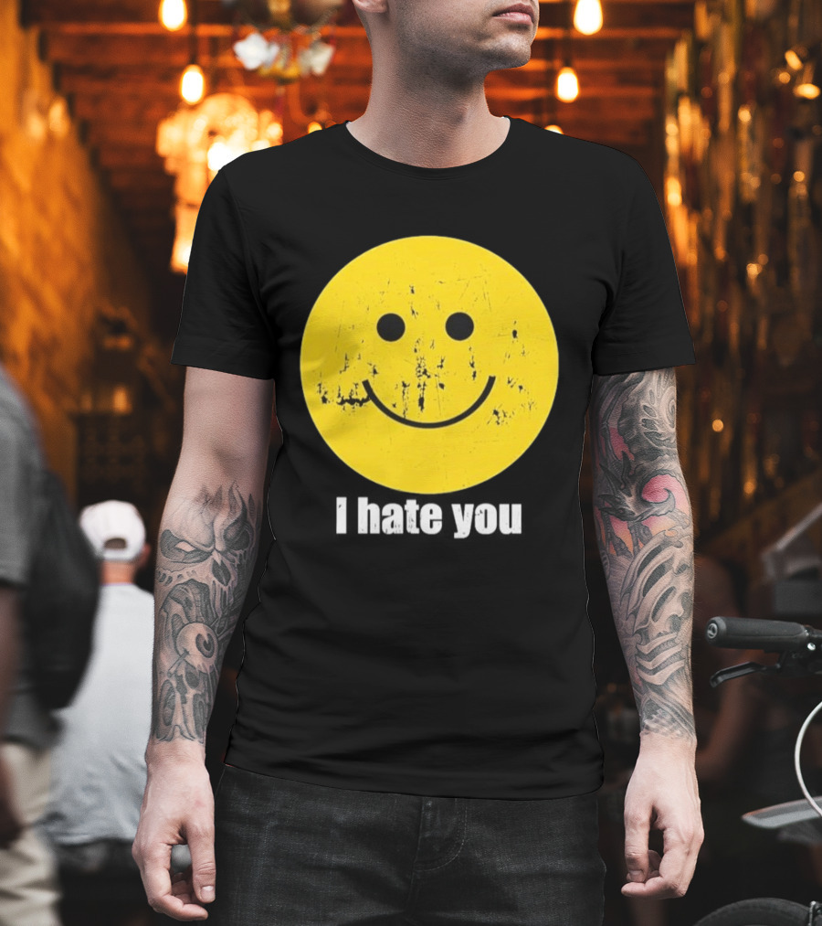 Harry I Hate You Smiley Face Distressed Grunge T-Shirt