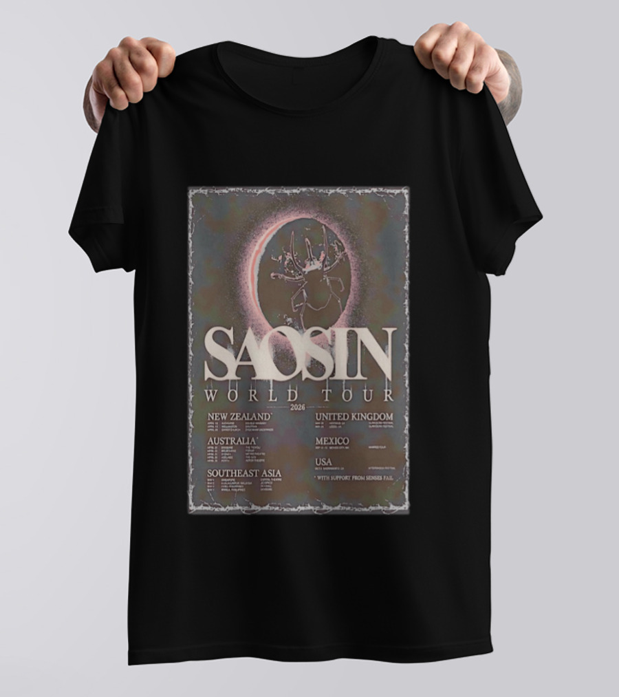 Saosin World Tour 2026 New Zealand Australia Southeast Asia UK Mexico USA Dates T-Shirt