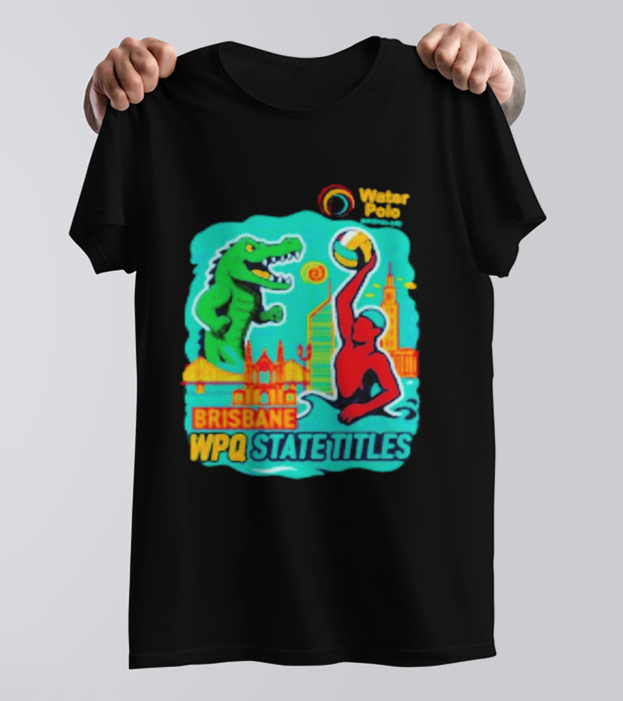 Brisbane WPQ State Titles Water Polo Tournament Crocodile Player Skyline T-Shirt