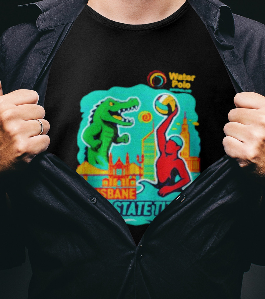 Brisbane WPQ State Titles Water Polo Tournament Crocodile Player Skyline T-Shirt