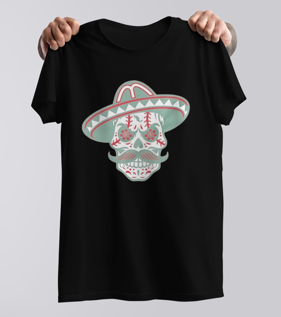 Sugar Skull Sombrero Baseball Team Mexico Nacho Alvarez Jr T-Shirt