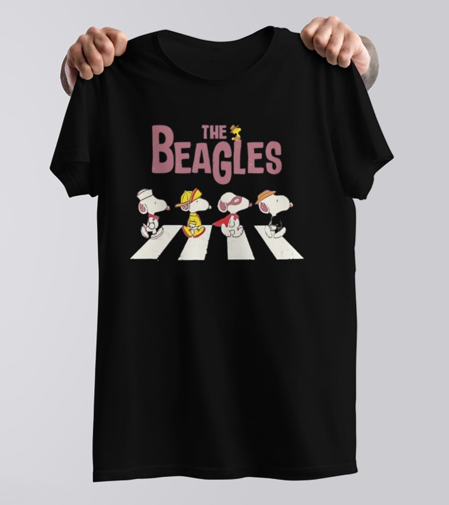 The Beagles Snoopy Woodstock Abbey Road T-Shirt