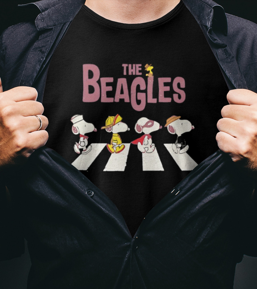 The Beagles Snoopy Woodstock Abbey Road T-Shirt