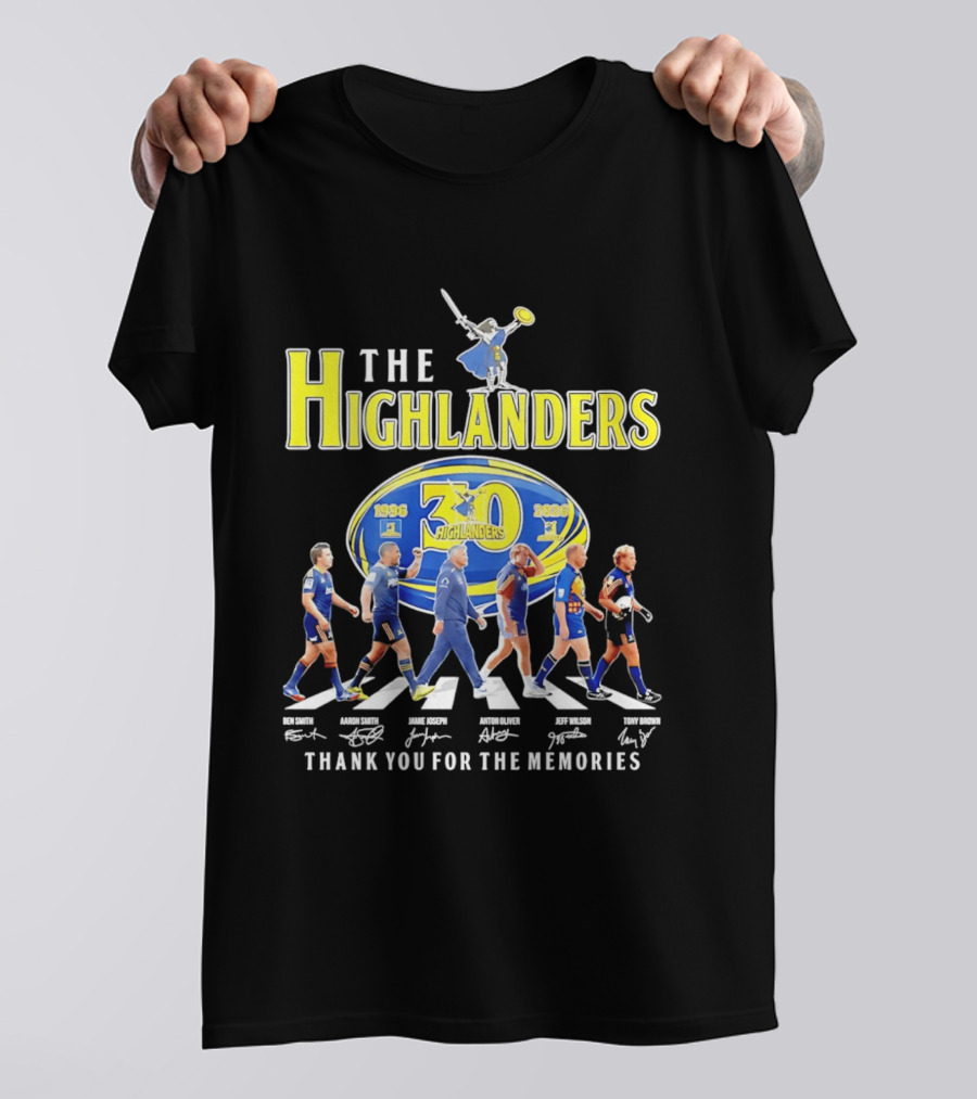 The Highlanders 30th Anniversary 1996 2026 Thank You For The Memories Rugby Players And Swordman Abbey Road T-Shirt