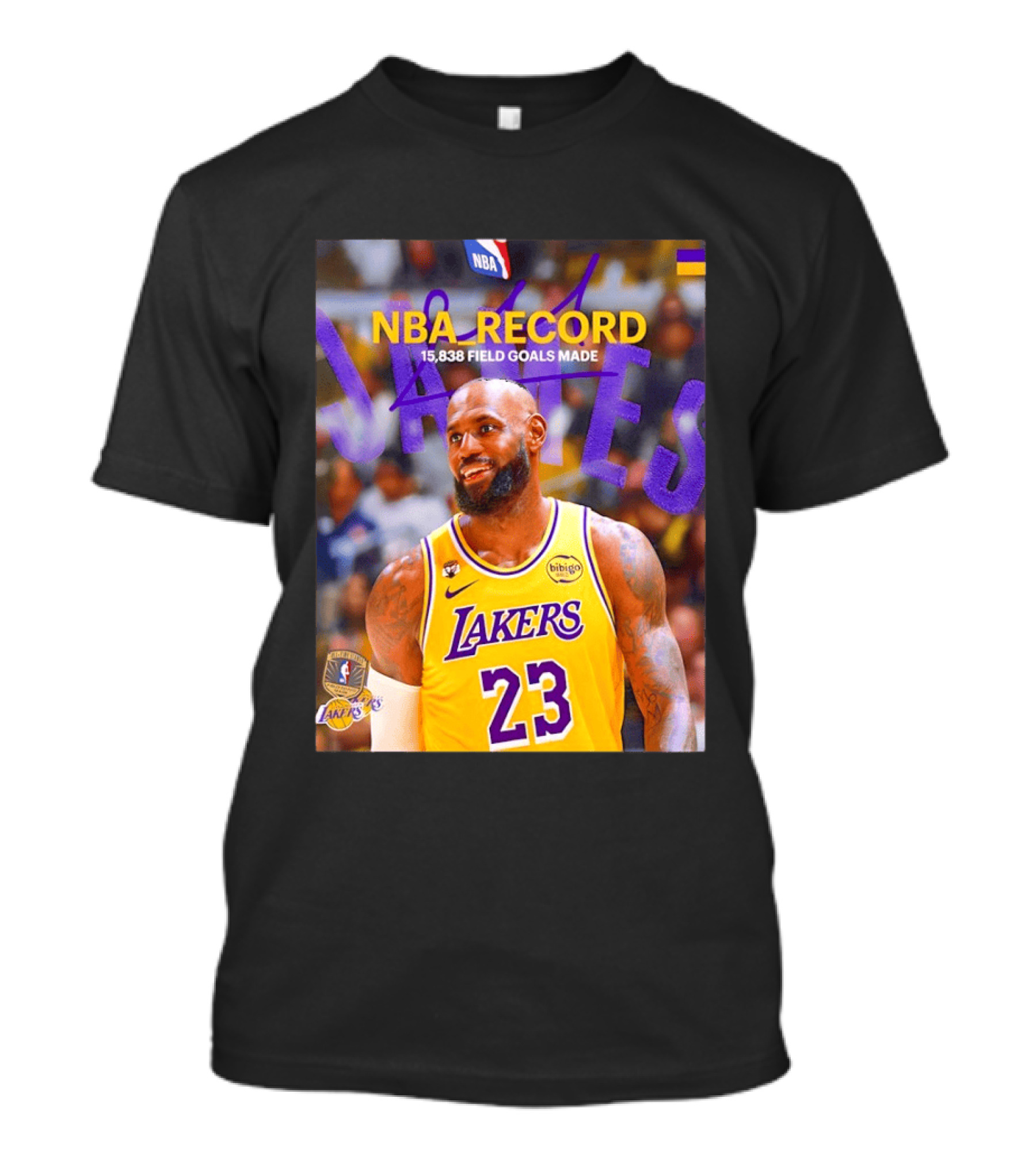 NBA Record LeBron James 15838 Field Goals Made Lakers 23 T-Shirt