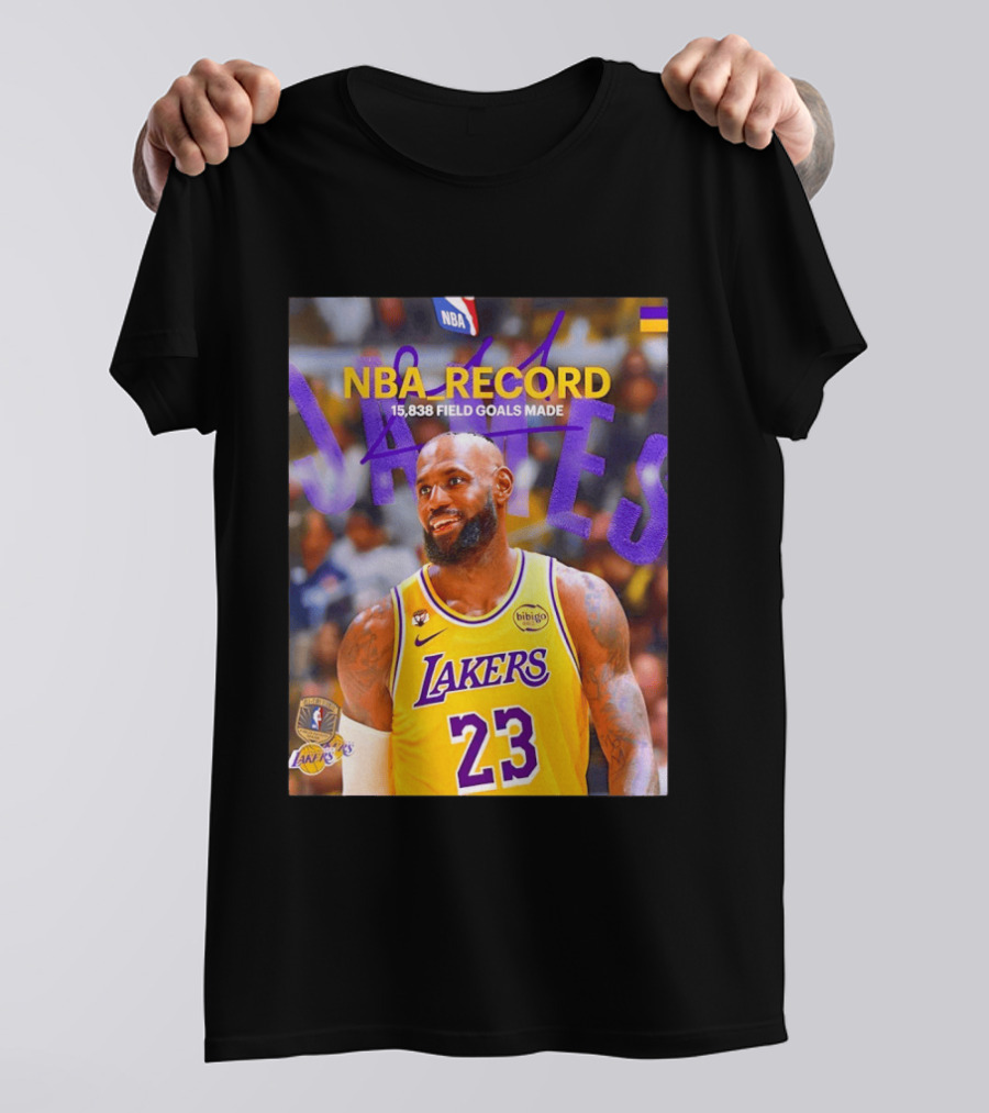 NBA Record LeBron James 15838 Field Goals Made Lakers 23 T-Shirt