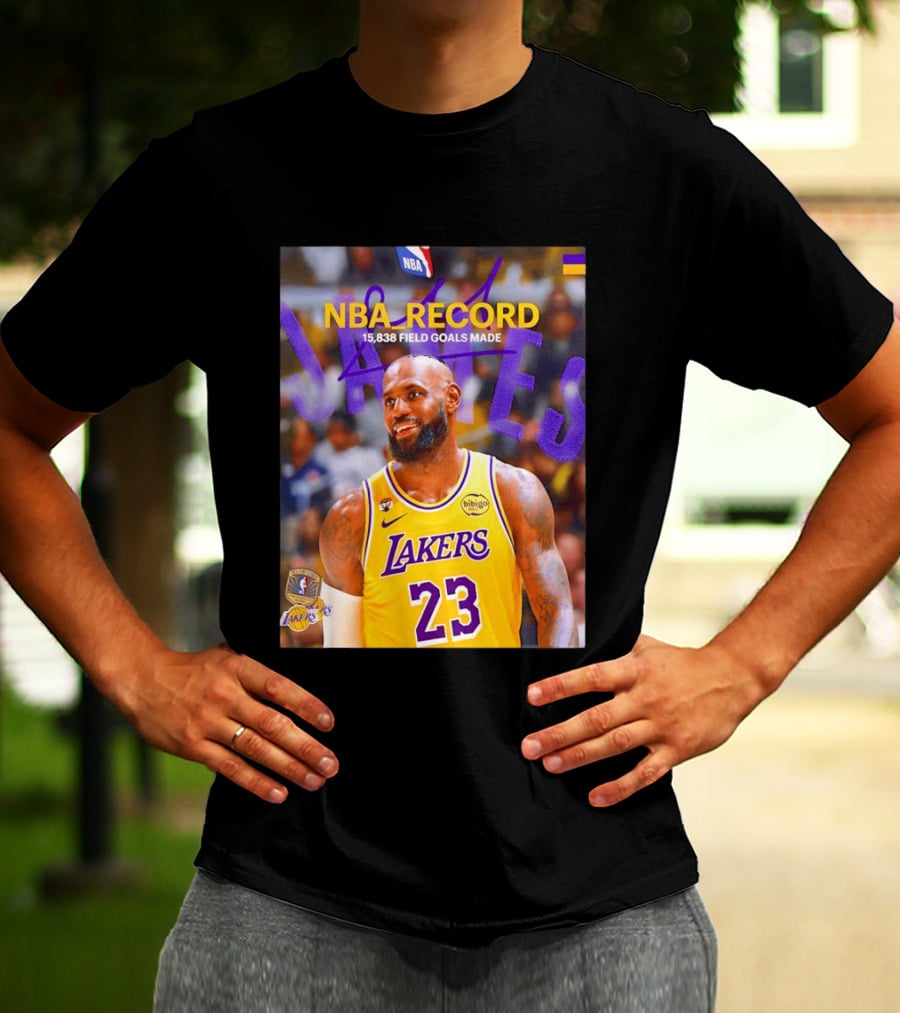 NBA Record LeBron James 15838 Field Goals Made Lakers 23 T-Shirt