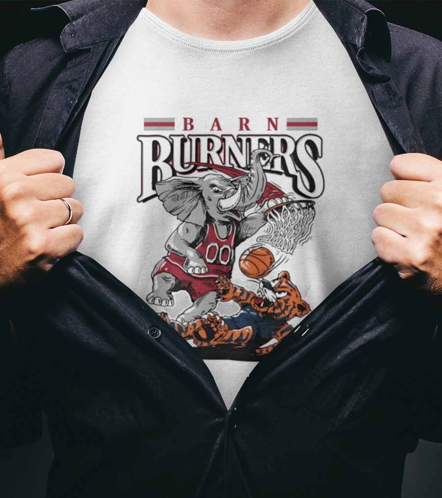 Barn Burners Alabama Crimson Tide Vs Auburn Tigers Basketball Showdown T-Shirt