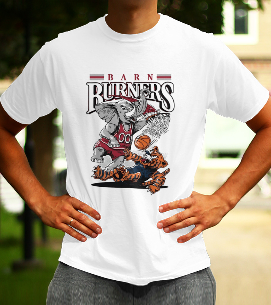 Barn Burners Alabama Crimson Tide Vs Auburn Tigers Basketball Showdown T-Shirt