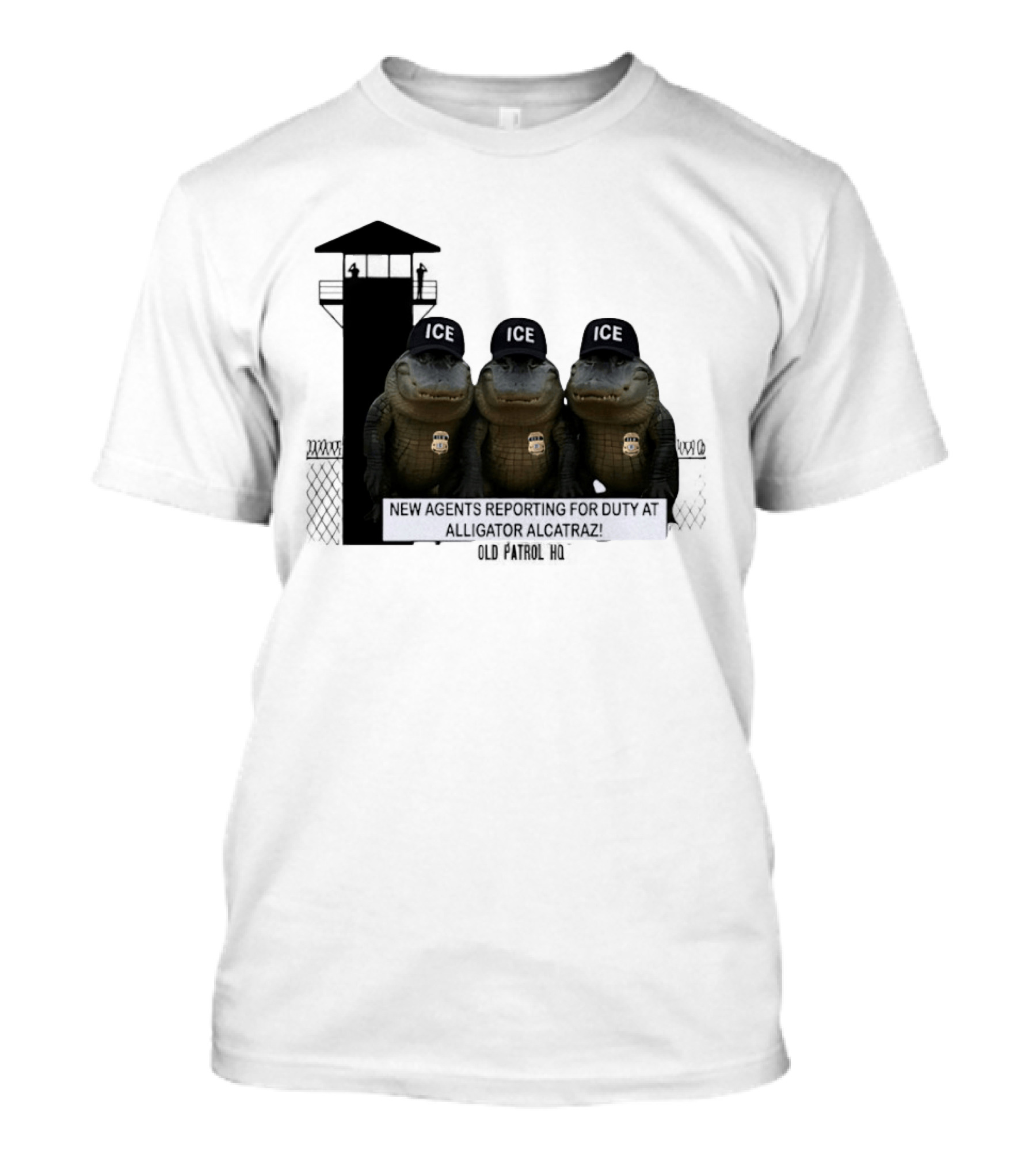 Alligator Alcatraz ICE Agents Guarding Prison Tower Scene T-Shirt