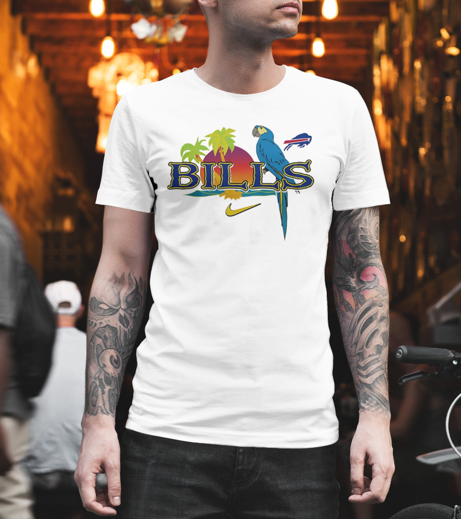 Buffalo Bills Parrot Tropical Vibes With Nike And Palm Trees T-Shirt