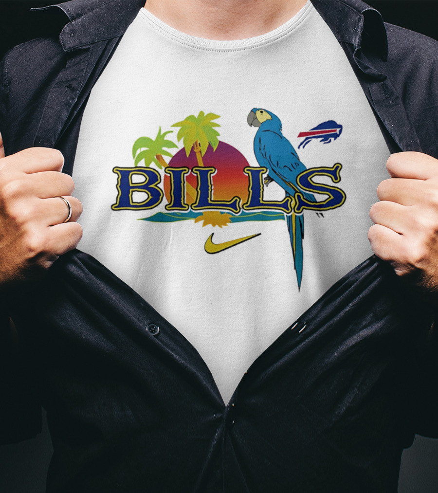 Buffalo Bills Parrot Tropical Vibes With Nike And Palm Trees T-Shirt