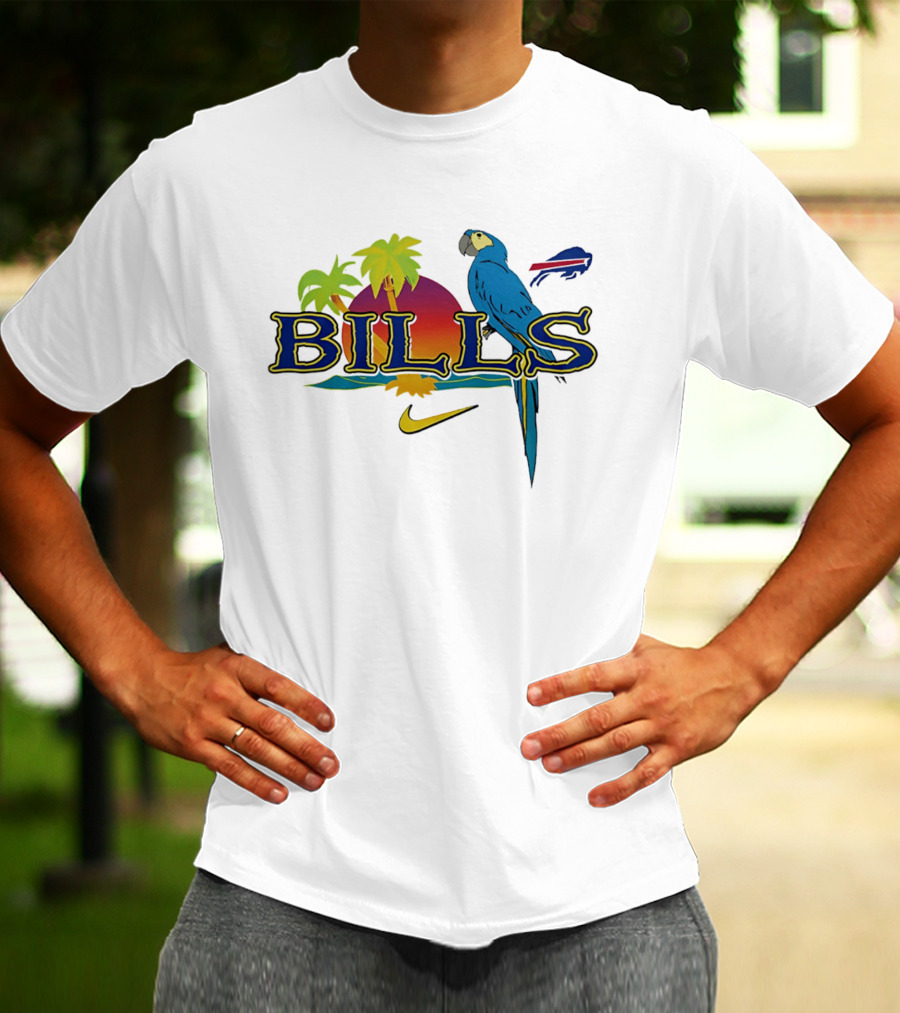 Buffalo Bills Parrot Tropical Vibes With Nike And Palm Trees T-Shirt