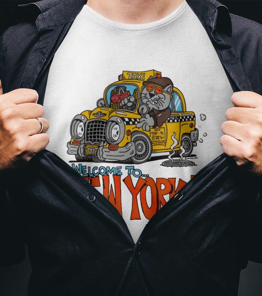 Welcome To New York Taxi Cat Adventure 1937 T-Shirt