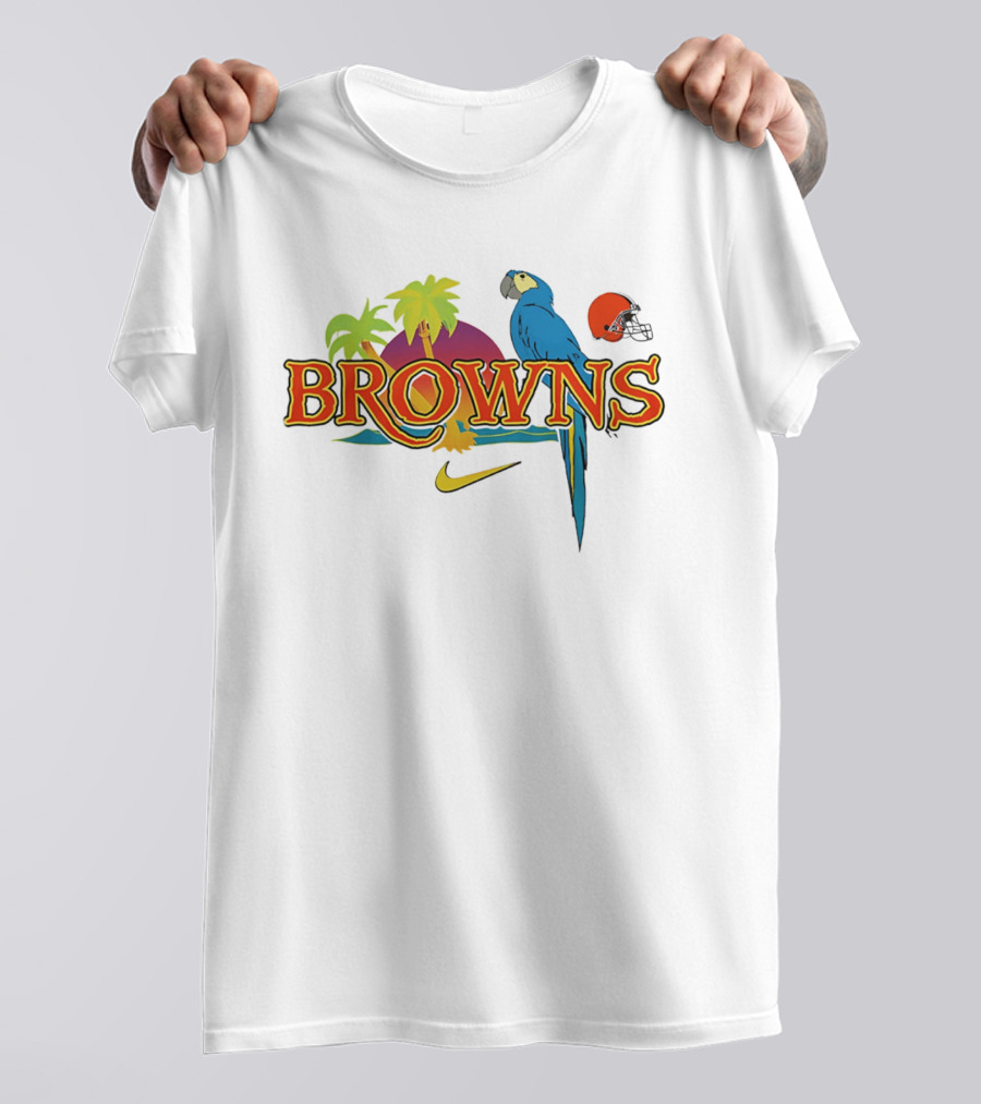 Browns Tropical Parrot Nike Cleveland Football Helmet T-Shirt