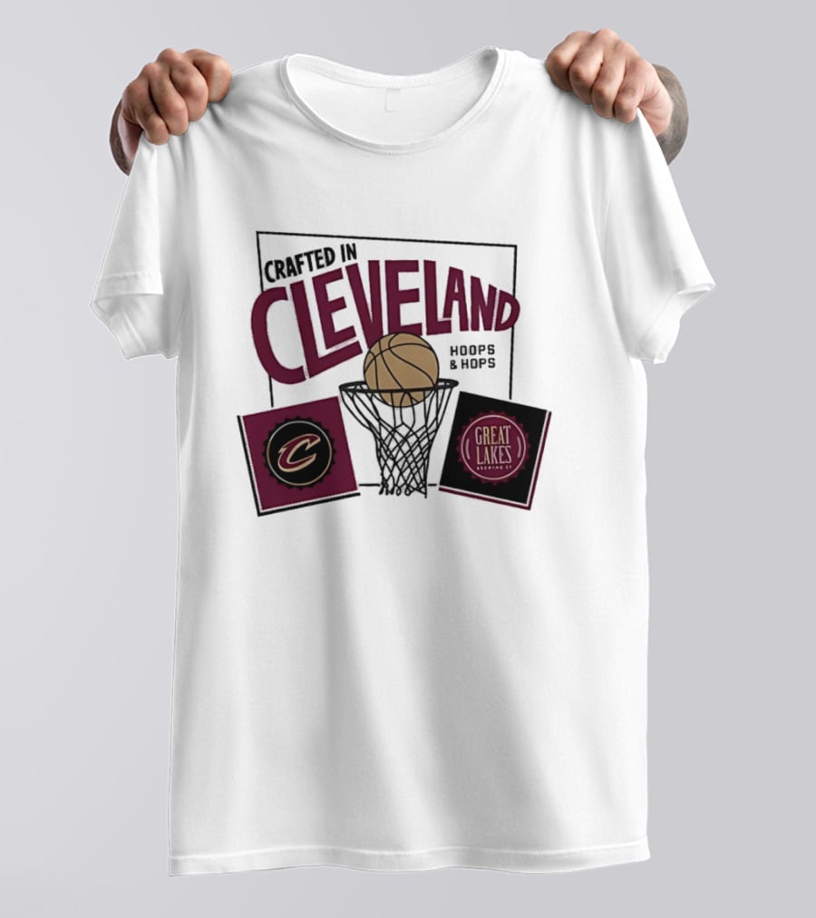 Crafted In Cleveland Hoops And Hops Cavaliers Great Lakes Brewing Co T-Shirt