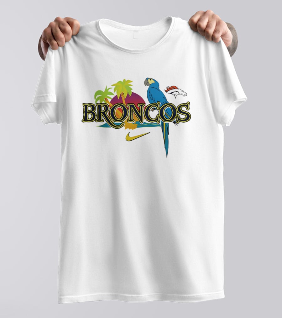 Denver Broncos Parrot Nike Tropical Vibes It's 5 O' Somewhere T-Shirt